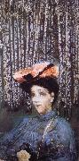 Mikhail Vrubel The portrait of Isabella in front of birch Germany oil painting artist